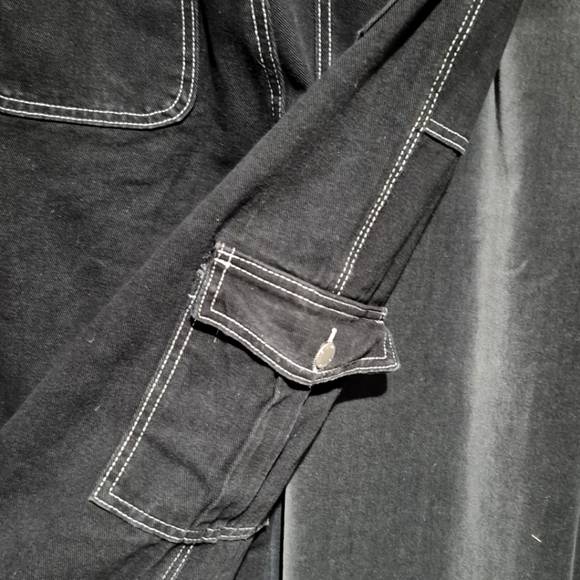 Black Cargo Pants with White Stitching - Picture 3 of 4